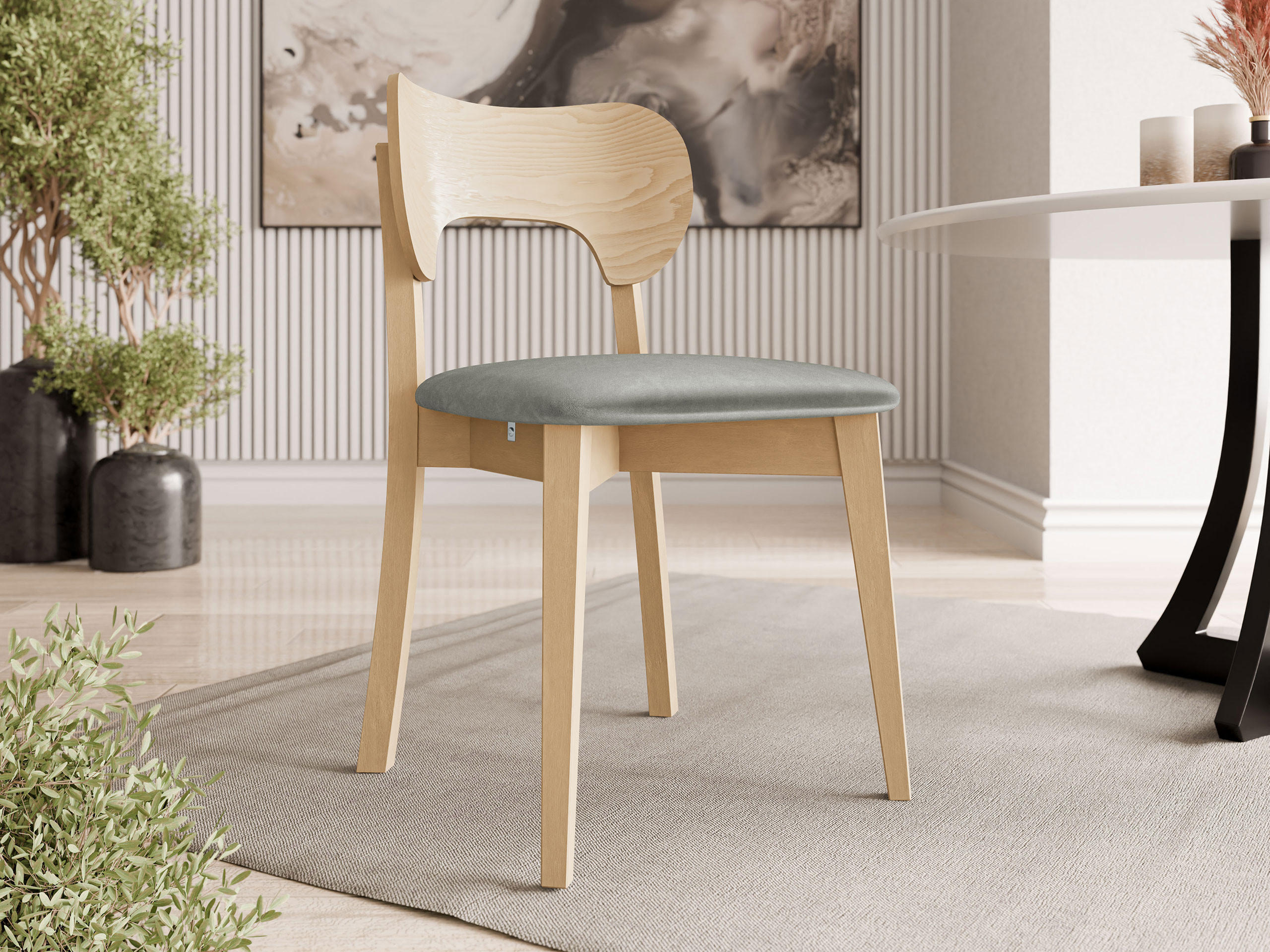 WOHNZIMMER STUHL KT64, Holzfarbe: Buche - Buchefarben/Grau, Holz/Textil (48/80/51cm) - MIRJAN24