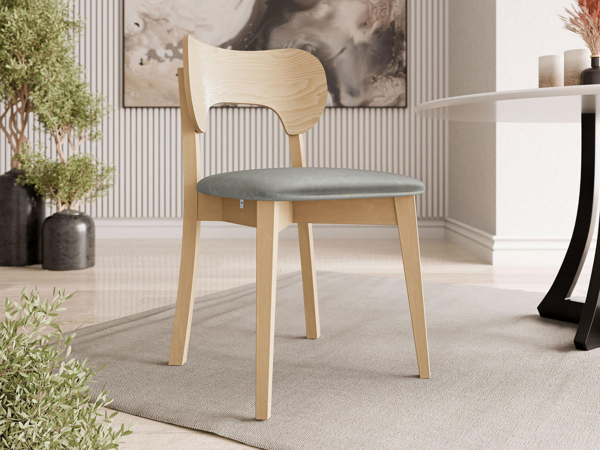 WOHNZIMMER STUHL KT64, Holzfarbe: Buche - Buchefarben/Grau, Holz/Textil (48/80/51cm) - MIRJAN24