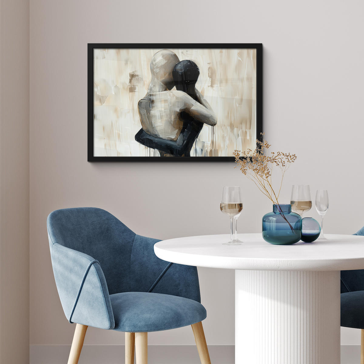 ZARÁMOVANÝ PLAGÁT Abstraktné - Láska - Čiernobiele - Moderné 60x40 cm - čierna, papier (60/40cm) - MuchoWow