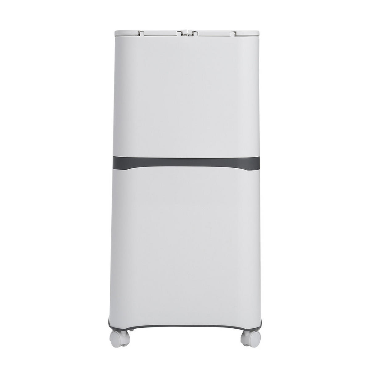 MÜLLEIMER 48L Mülltrennung 2-Stufig Pedal Rollen Kunststoff Weiß - Weiß, Kunststoff (36/79/20cm) - Livingandhome