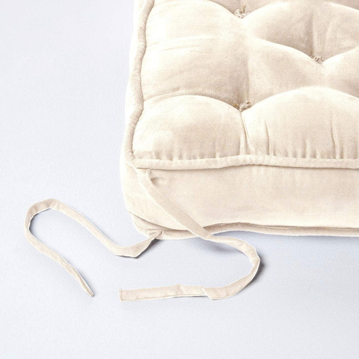 SITZKISSEN creme 40/40/10 cm – Stuhlkissen Velours - Creme, Textil (40/40/10cm) - Homescapes