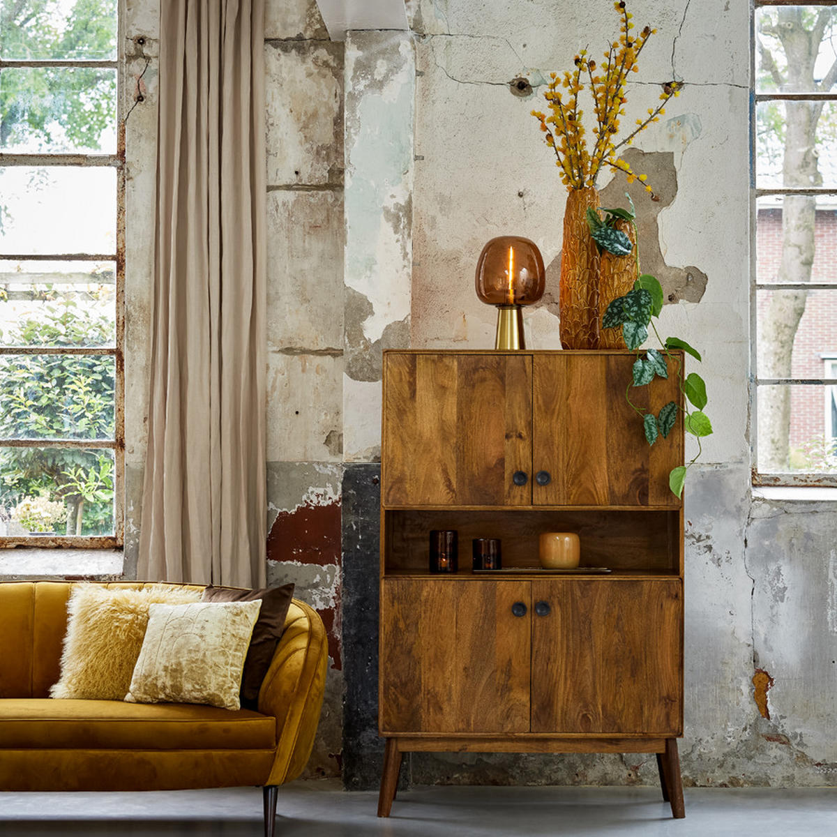 TISCHLAMPE Maysony Braun Ø22/40 cm - Braun, Glas (22/22/40cm) - Light & Living