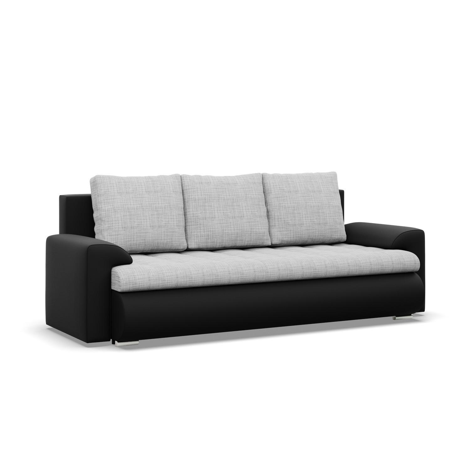 SOFA 3-SITZER MIT SCHLAFFUNKTION FORESTA, Grau + Schwarz - Schwarz/Grau, Textil (222/92/96cm)