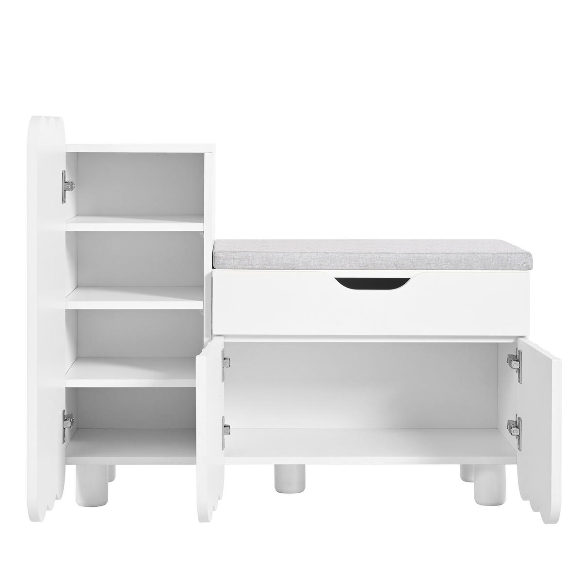 SCHUHBANK Weiß 90/35/74,5 cm - Weiß, Holzwerkstoff (90/74.5/35cm) - PANGIVO