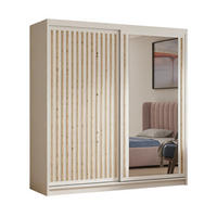 SCHWEBETÜRENSCHRANK Dora 100 cm mit Lamellen und Spiegel 2-türig, kaschmir, Lamelle artisan - Kaschmir/Eiche Artisan, Kunststoff (100/205/60cm) - Margaret Hadas24
