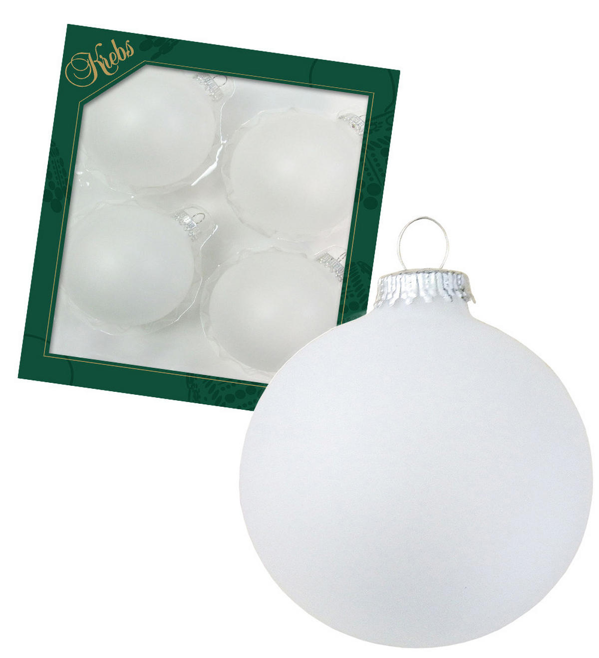 CHRISTBAUMKUGELN Uni-Design Emina Weiß 8cm (Glas / 4 Stk.) - Weiß, Glas (8/8/8cm) - Krebs Glas Lauscha