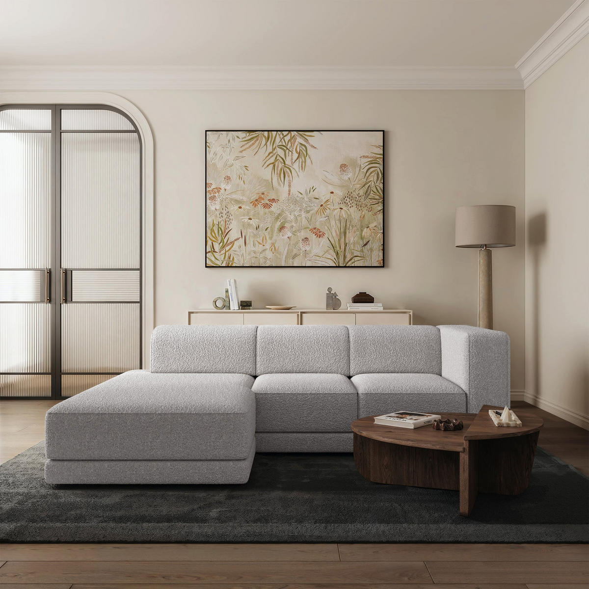 ECKSOFA Novals L-Form, 4-Sitzer, links 278 cm - Hellgrau/Schwarz, Holz/Kunststoff (278/168cm) - Selsey