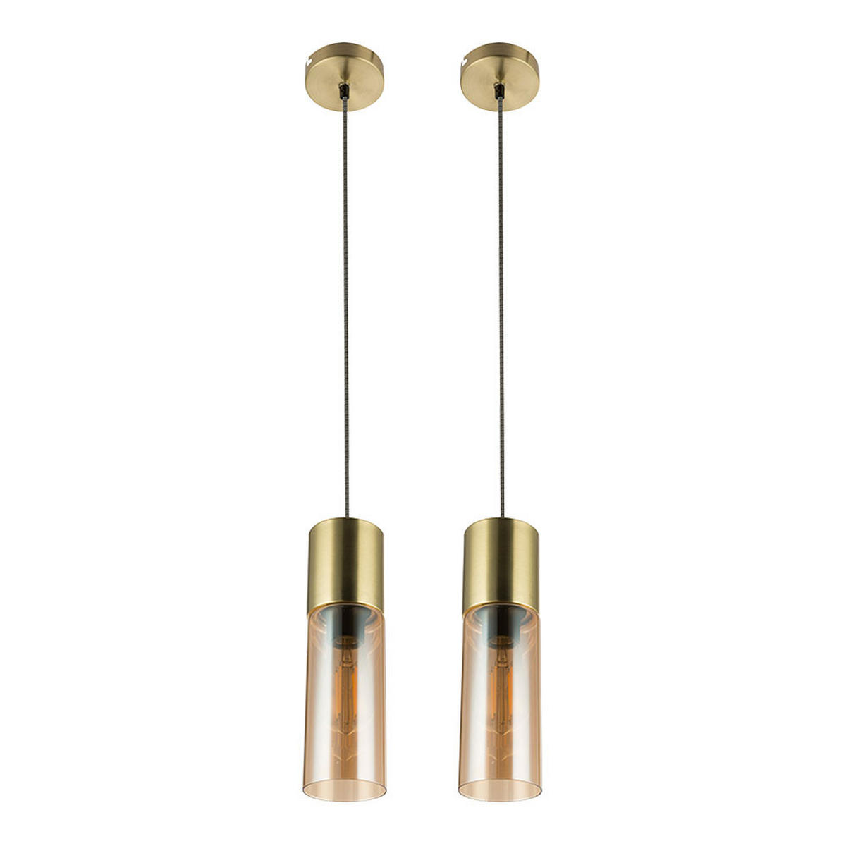 HÄNGELEUCHTE Messing Orange 2er Set - Orange, Glas (10.5/10.5/152.5cm)