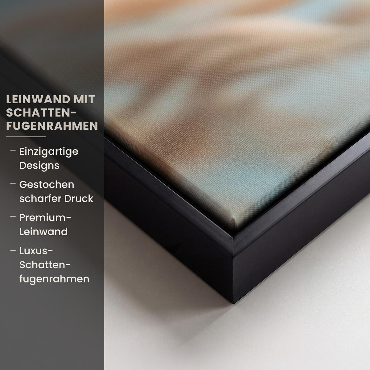 LEINWAND Bilder mit Rahmen - Ziergras - Wind - Hellbraun - 150x100 - Hellblau, Textil (150/100cm) - MuchoWow