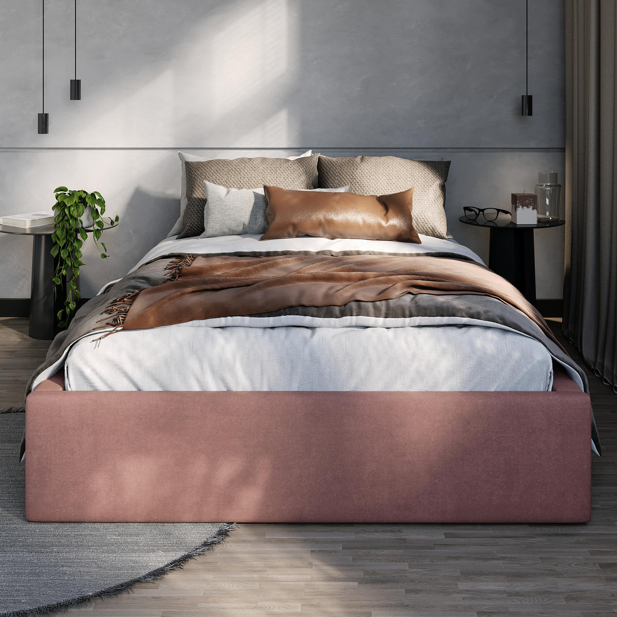 POLSTERBETT 120x200cm Bett mit Stauraum Lattenrost Altrosa - Altrosa, Holz/Holzwerkstoff (120/200cm) - Muralo