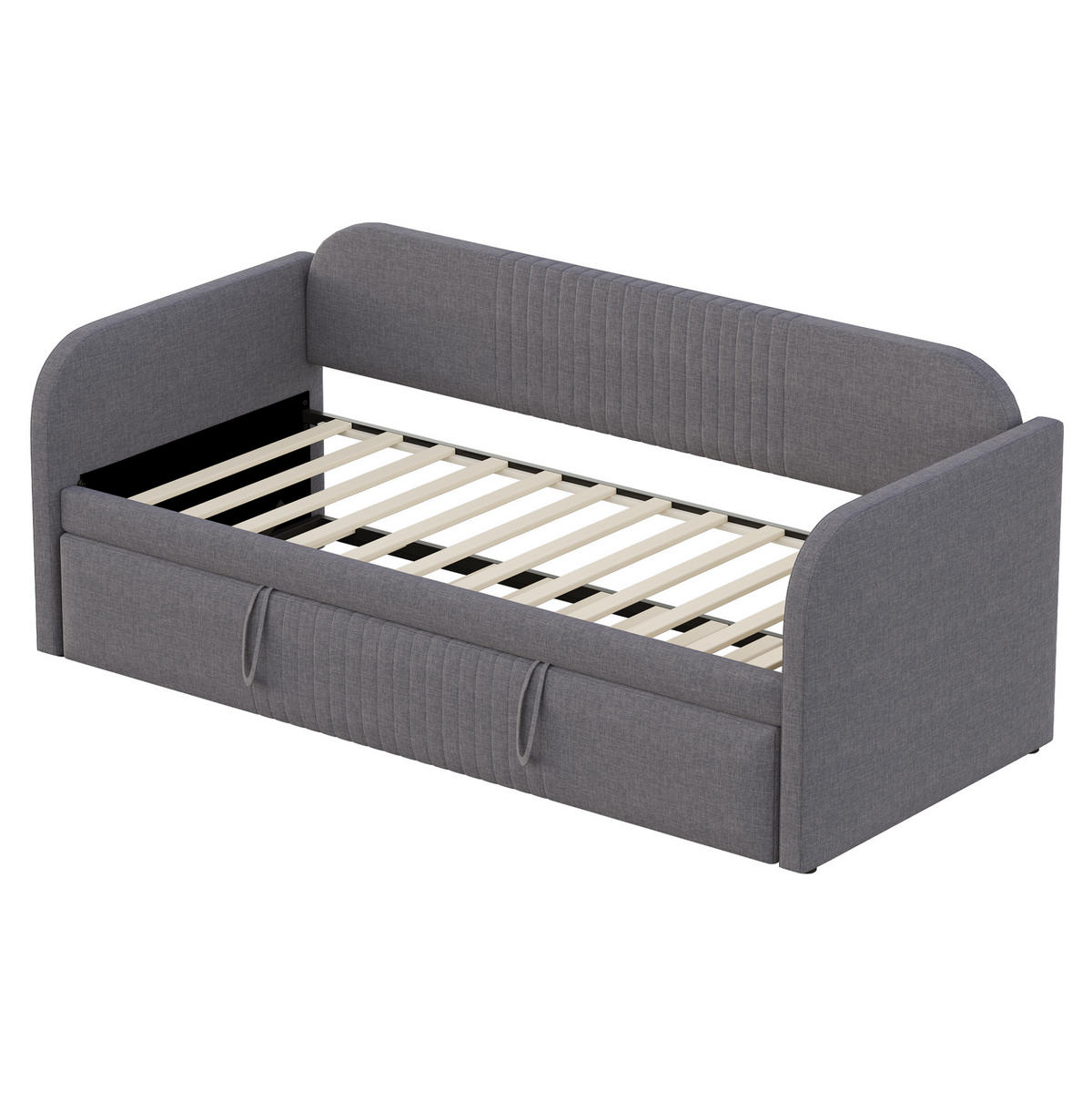 SCHLAFSOFA Ausziehbar mit Lattenrost Grau 90/180/190 cm - Grau, Leder (200.5/86/99cm) - OKWISH