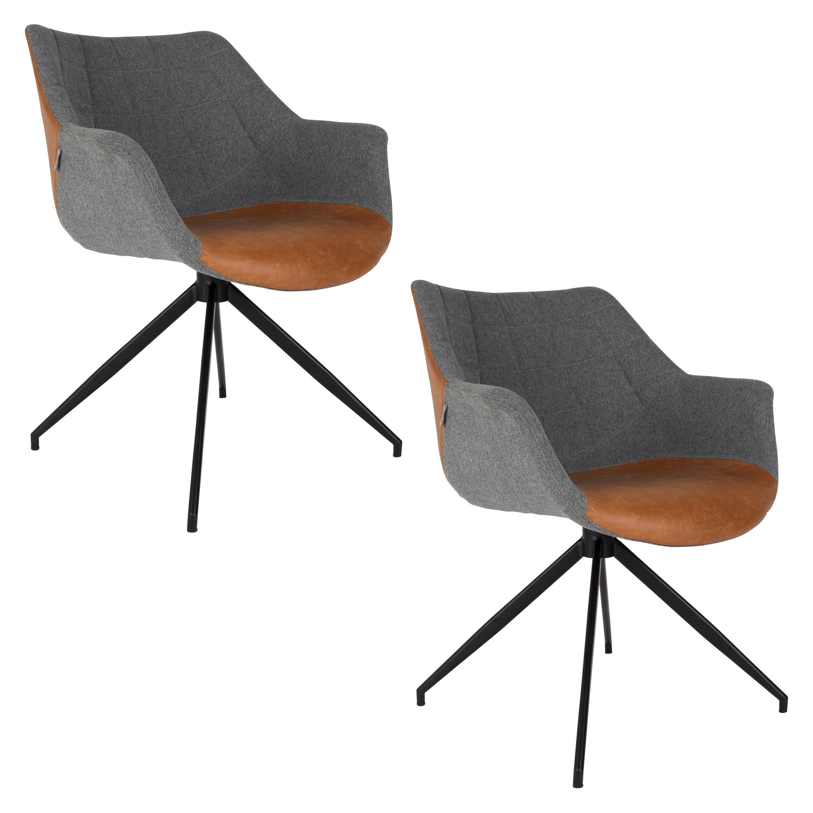 ESSZIMMERSTUHL Doulton Braun - 2 er Set - Braun, Textil (67/80/61cm) - Zuiver