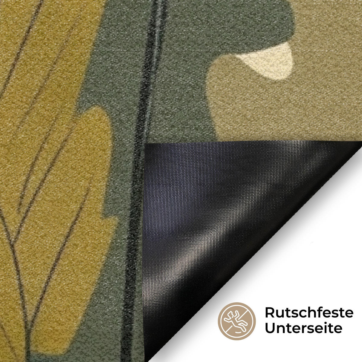 FUSSMATTE Blumen - Illustration - Grün 90x60 cm - Dunkelgrün, Kunststoff (90/0.4cm) - MuchoWow