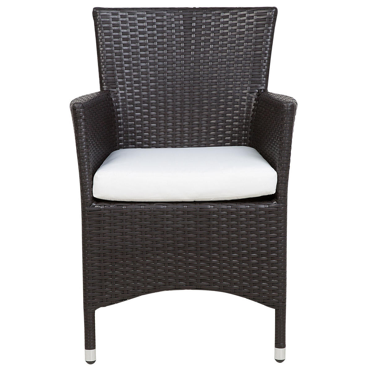GARTENMÖBEL SET 8-Sitzer Rattan dunkel braun Auflagen weiß Italy - Braun/Weiß, Kunststoff - Beliani