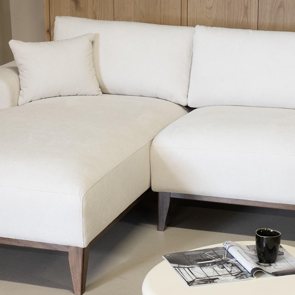 CHAISELONGUE Sofa 3-Sitzer links aus Stoff, beige - Beige, Textil (270/66/165cm) - Giga Meubel