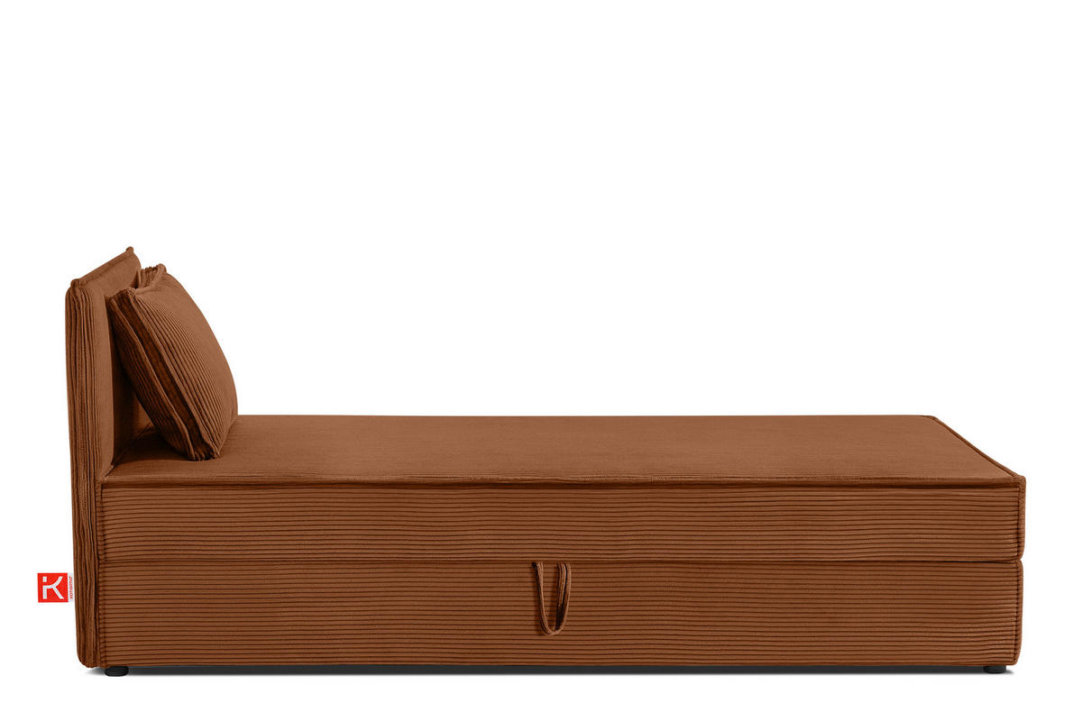 BOXSPRINGBETT ROTI Einzelbett, orange - Schwarz/Orange, Holz/Holzwerkstoff (80/200cm) - KONSIMO®