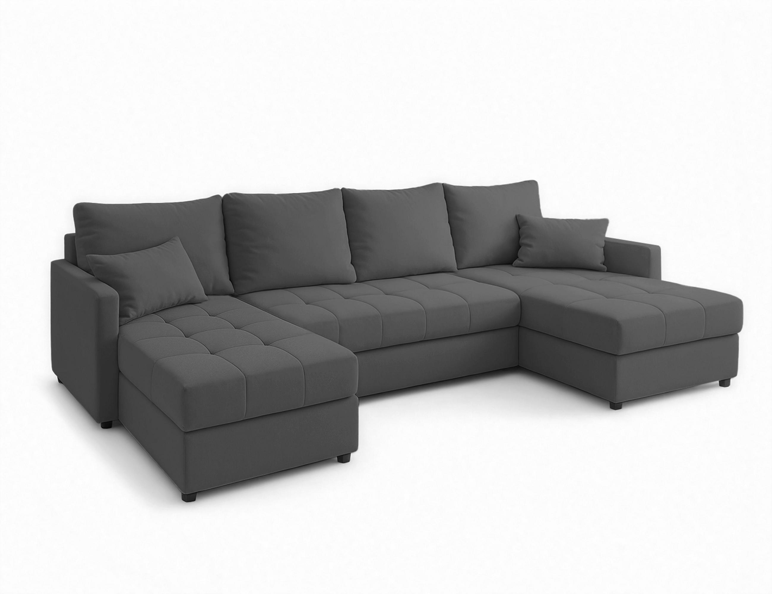 WOHNLANDSCHAFT Dolceo Grau 287/140/73 cm mit Schlaffunktion Bettkasten Design - Anthrazit/Schwarz, Kunststoff/Textil (287/73/140cm) - AX Living