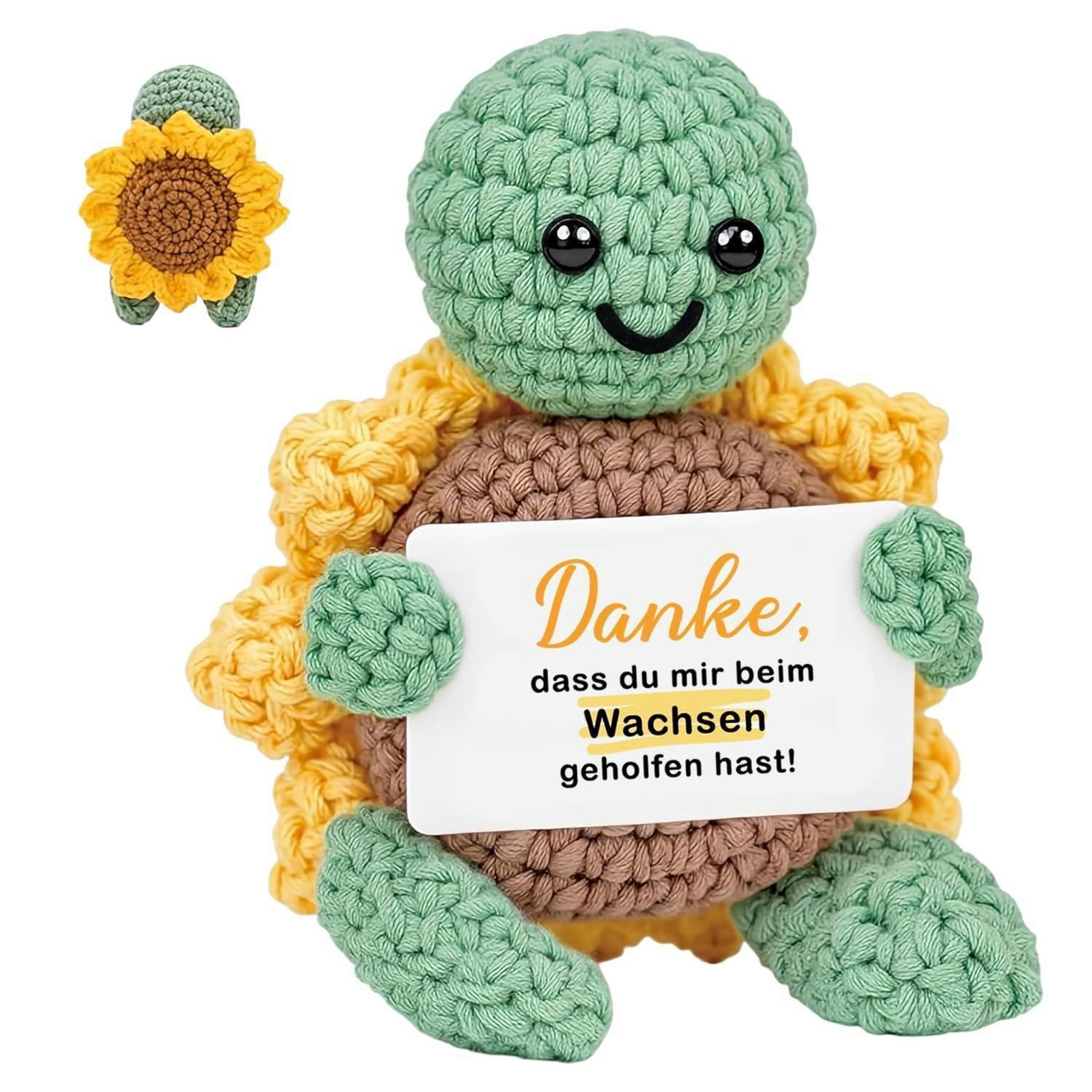 STOFFTIER Schildkröte gehäkelt mit Spruchkarte - Multicolor, Textil (1/1cm)