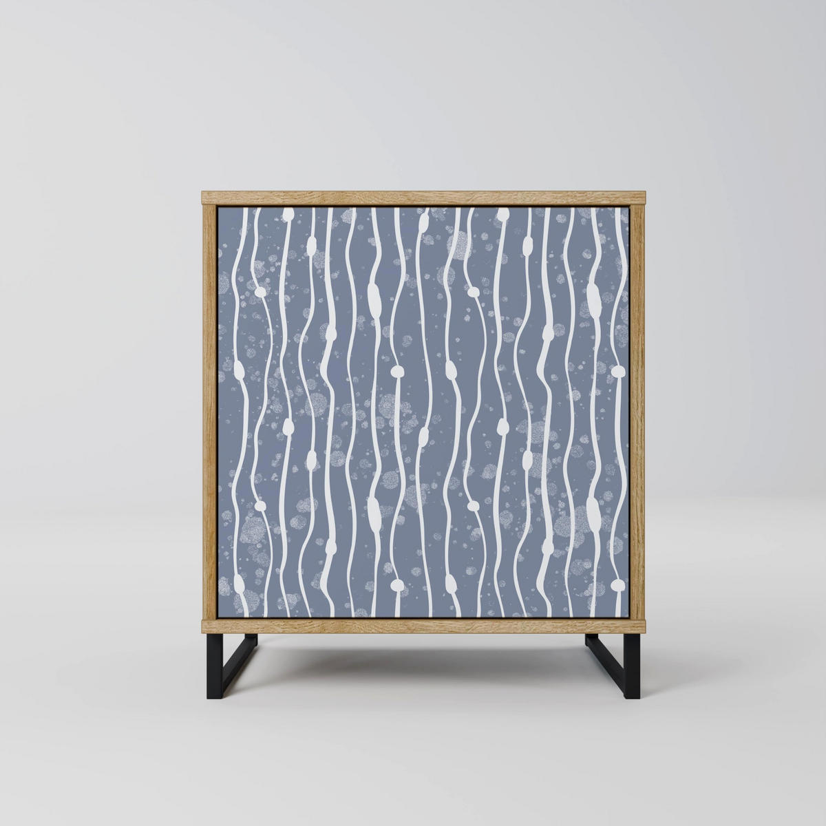 SIDEBOARD GRAPHITE RAIN, Eichefarben, 57,5x42x77,5 cm, Schräge Buchenholzfüße - Eichefarben/Buchefarben, Holzwerkstoff/Buchenholz (57.5/77.5/42cm) - SpaceRebels
