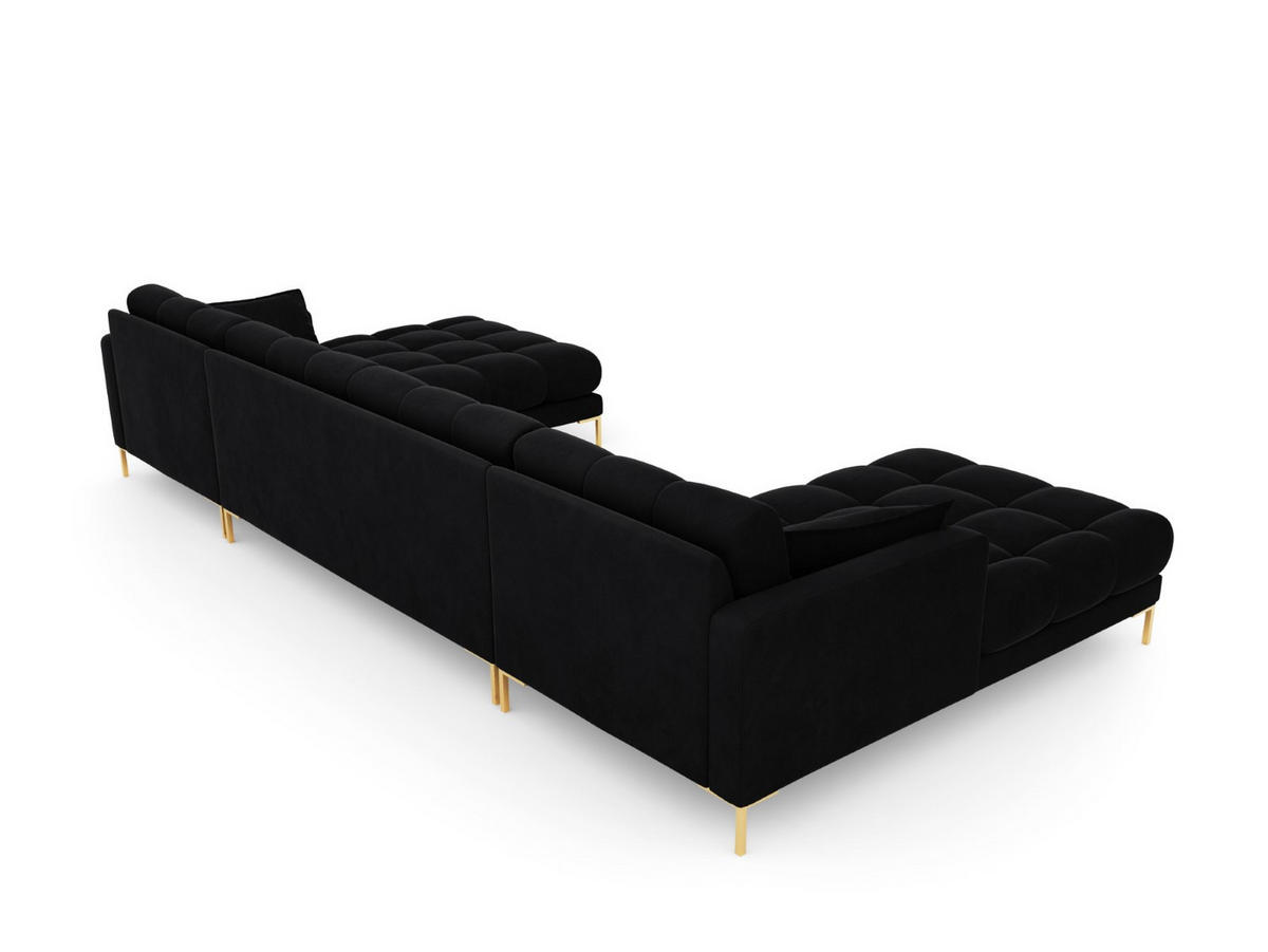 PANORAMASOFA Mamaia aus Samt schwarz 6 Sitzplätze - Schwarz, Textil (185/75/383cm) - Micadoni