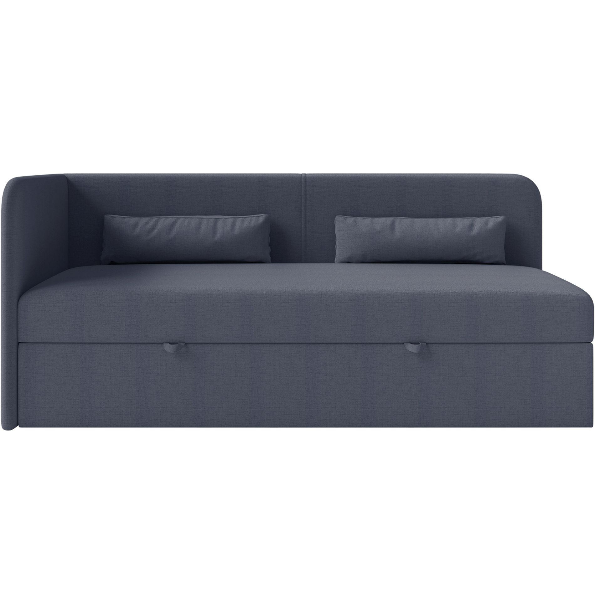JUGENDBETT Calmmo Dunkelblau mit Chenille-Bezug, Kopfteil links - Dunkelblau, Textil (90/200cm) - Selsey