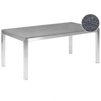 GARTENTISCH Edelstahl/Granit grau poliert 180/90 cm einteilige Tischplatte Grosseto - Silberfarben/Grau, Stein (180/90/76cm) - Beliani