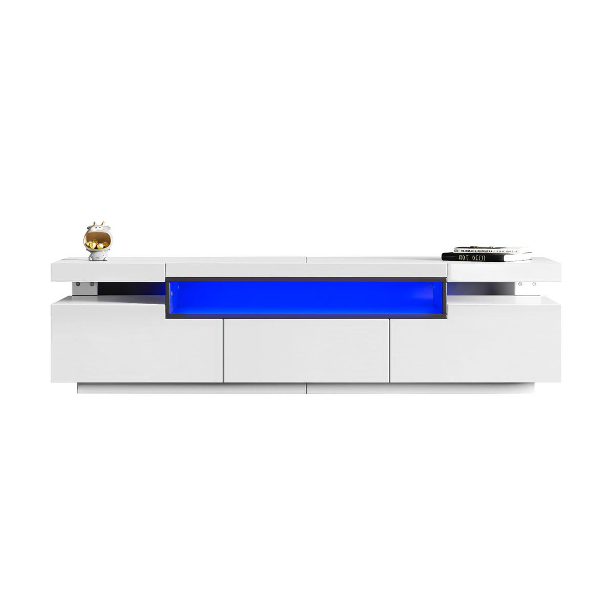 LOWBOARD 160/39/42 cm aus Holzwerkstoff mit LED-Beleuchtung und 3 Schubladen Weiß - Weiß, Holzwerkstoff (160/42/39cm) - Modenvie