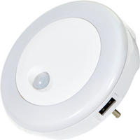 LED-NACHTLICHT - mit Bewegungsmelder und 2x USB-Ladeanschlüssen für warmweißes und buntes Licht, 2er-Set - Weiß, Kunststoff (6.7/9.3/9.3cm) - Northpoint