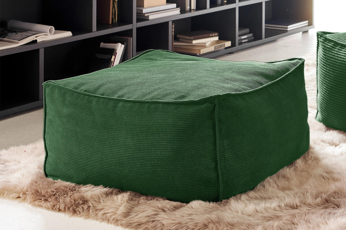 HOCKER ALEA Smaragdgrün Cord - Smaragdgrün, Textil (86/38/86cm) - KAWOLA