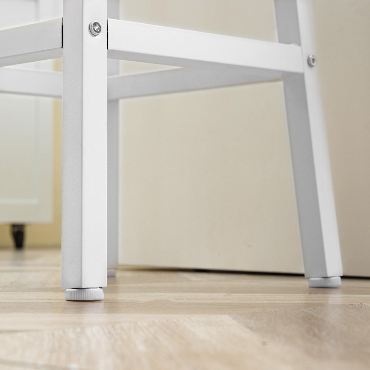 BARHOCKER 2er-Set DE-14751 ohne Rückenlehne, mit Fußstütze Weiß/Holzoptik - Naturfarben, Holzwerkstoff (32.5/65/32.5cm) - ComfortXL