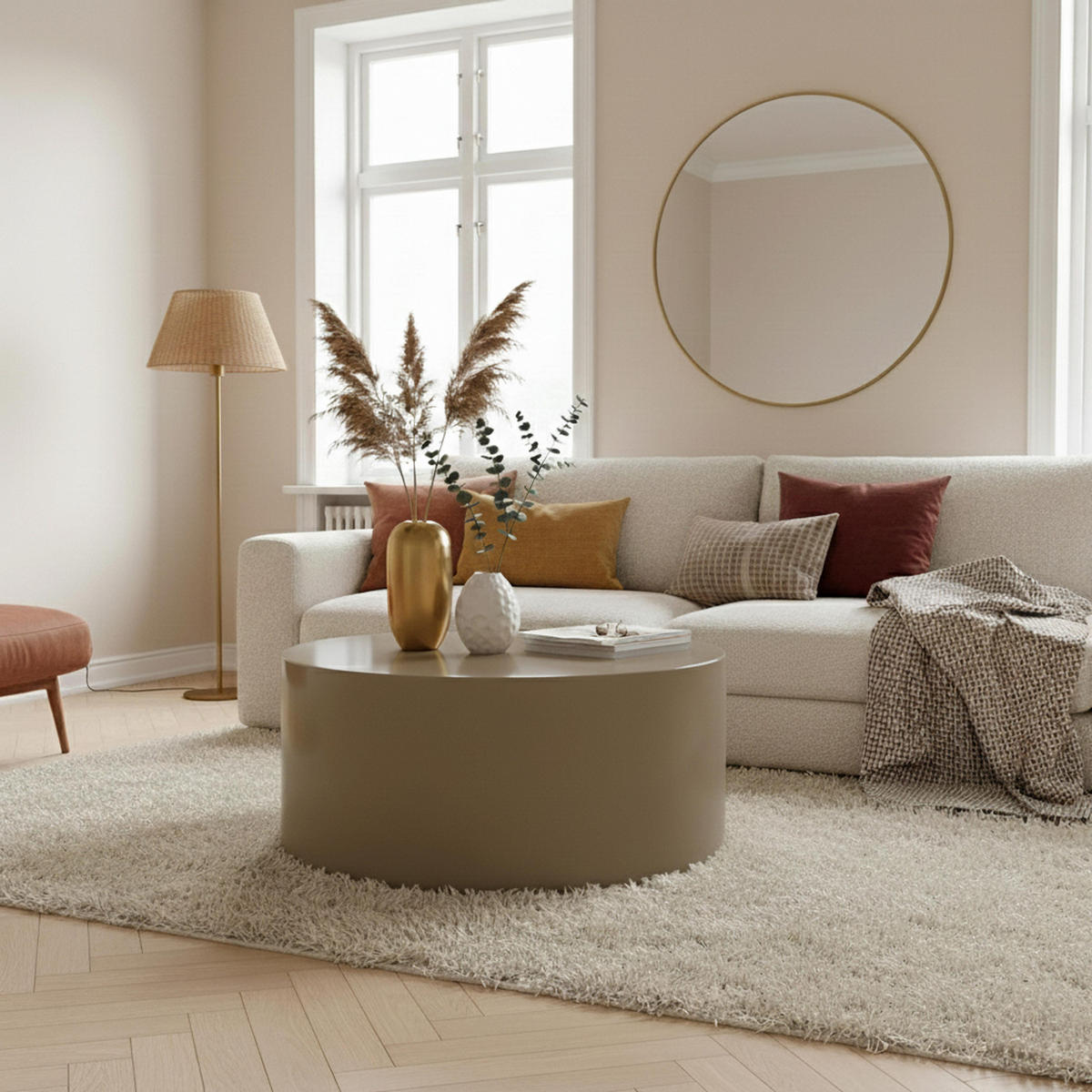 COUCHTISCH, Taupe - Taupe, Holzwerkstoff (80/80/40cm) - Oviala