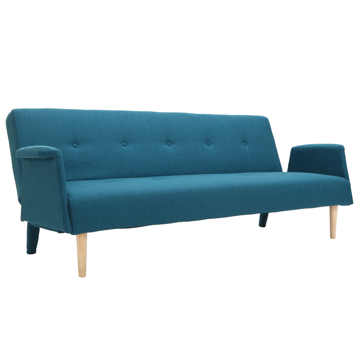 SOFA Verstellbar Blau OSCAR - Blau, Textil (82.5/77/195.5cm) - Miliboo