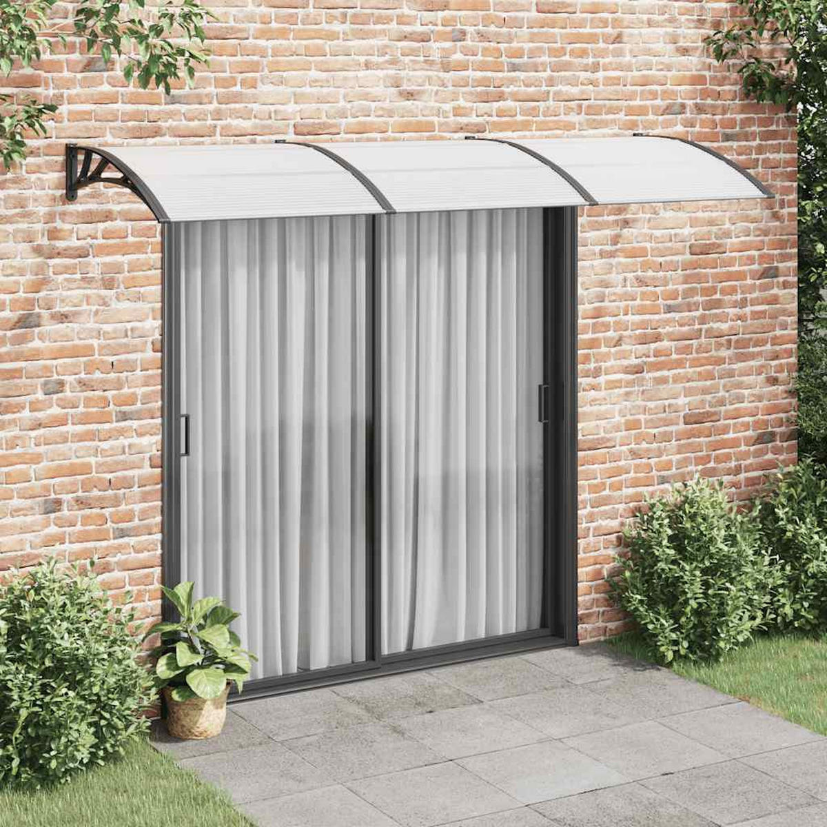 TÜRVORDACH Schwarz 300/100 Cm Polycarbonat - Schwarz, Kunststoff (100/25/300cm) - vidaXL
