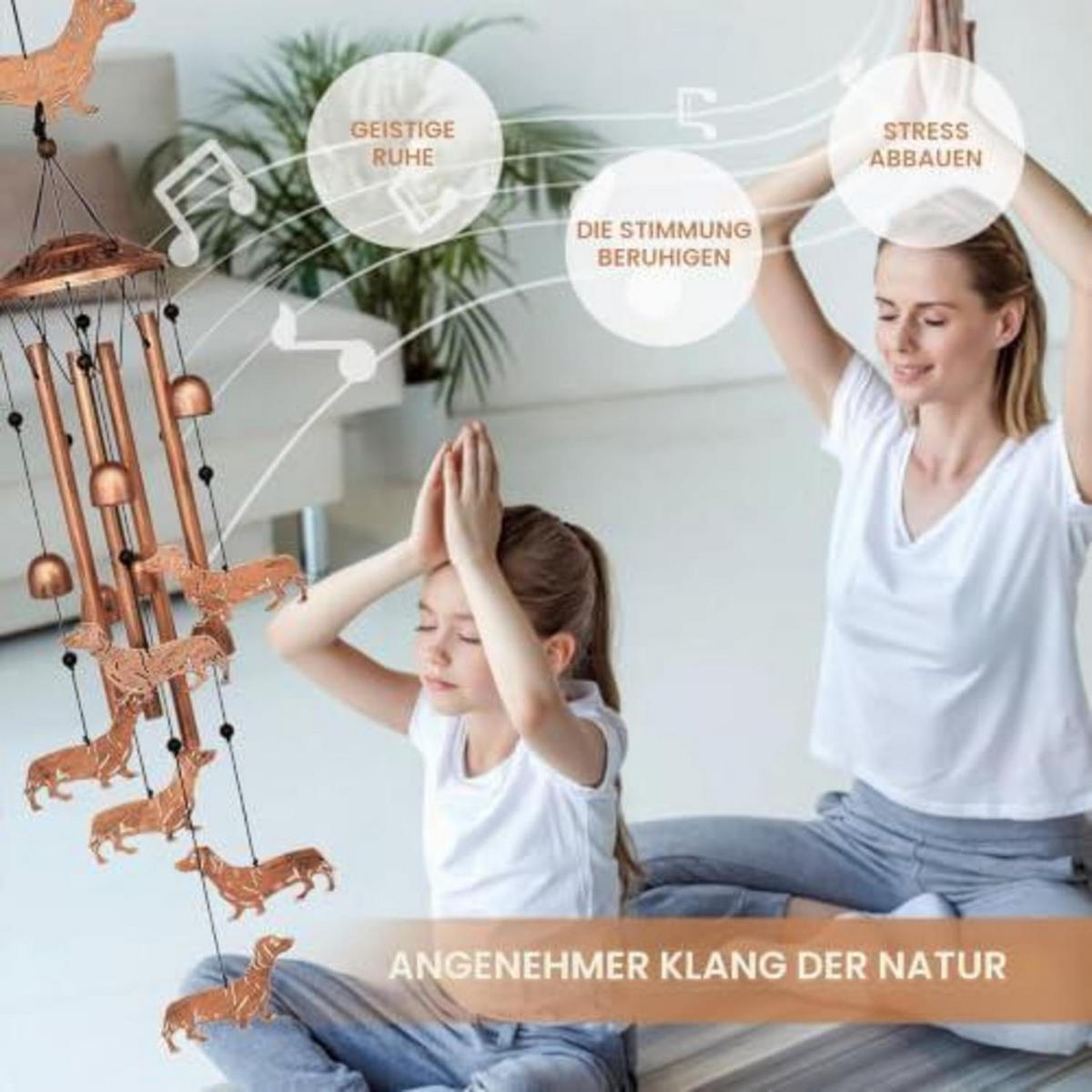 WINDSPIEL Dackel Metall Wetterfest Garten Deko - Bronzefarben, Metall (86.4/14/9.9cm)
