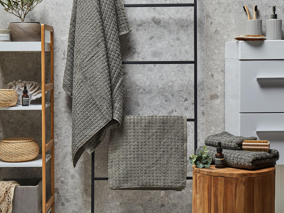 BADEHANDTUCH 4-teilig Grau Atai - Grau, Textil (100/150cm) - Beliani