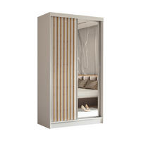 SCHWEBETÜRENSCHRANK Erika 120 cm mit Lamellen und Spiegel 2-türig, weiß, weiß, Lamelle Artisan - Weiß/Eiche Artisan, Kunststoff (120/216/51cm) - Margaret Hadas24
