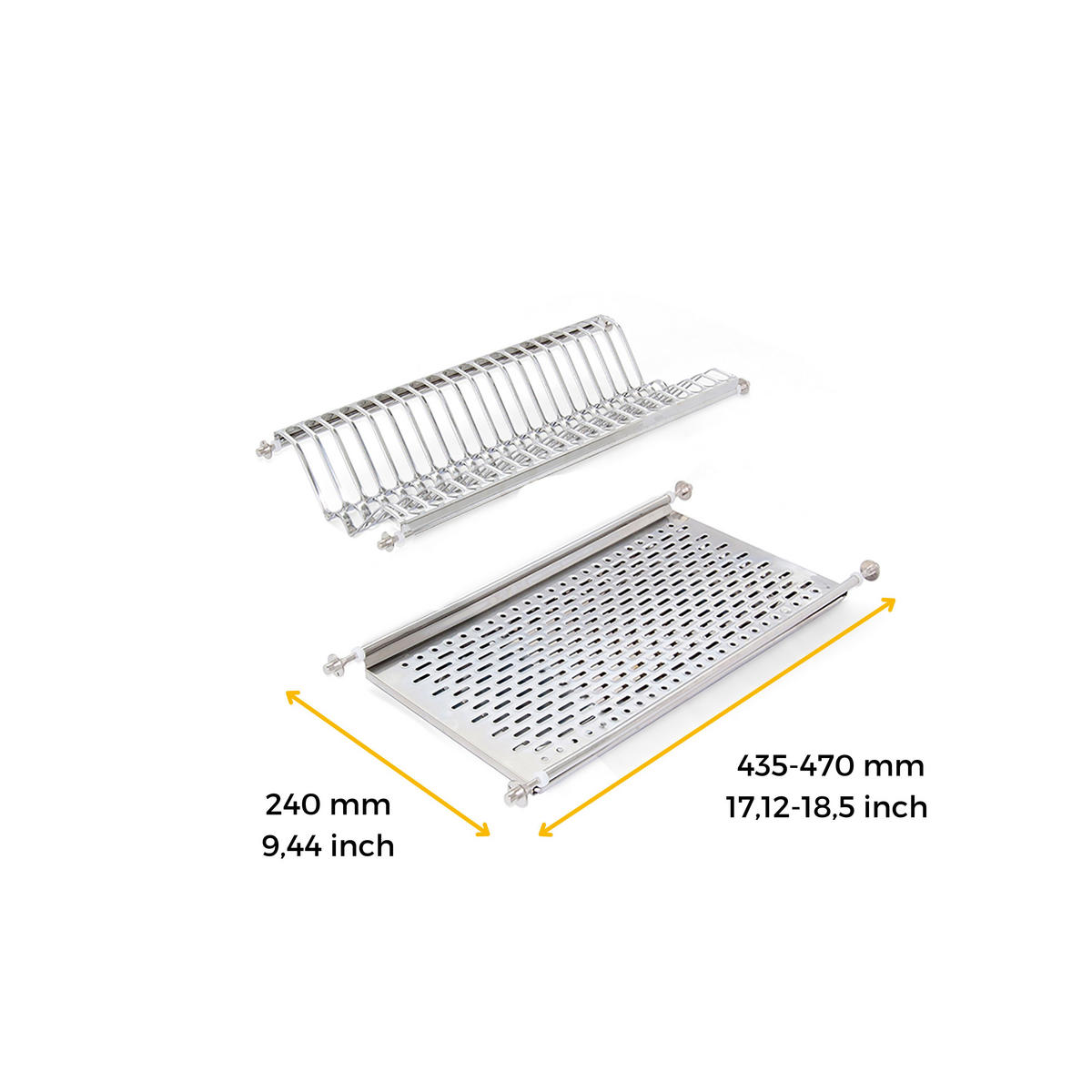 GESCHIRRABTROPFER für Hochschränke, Modul 500mm, Edelstahl - Edelstahlfarben, Metall (24/8/47cm) - EMUCA