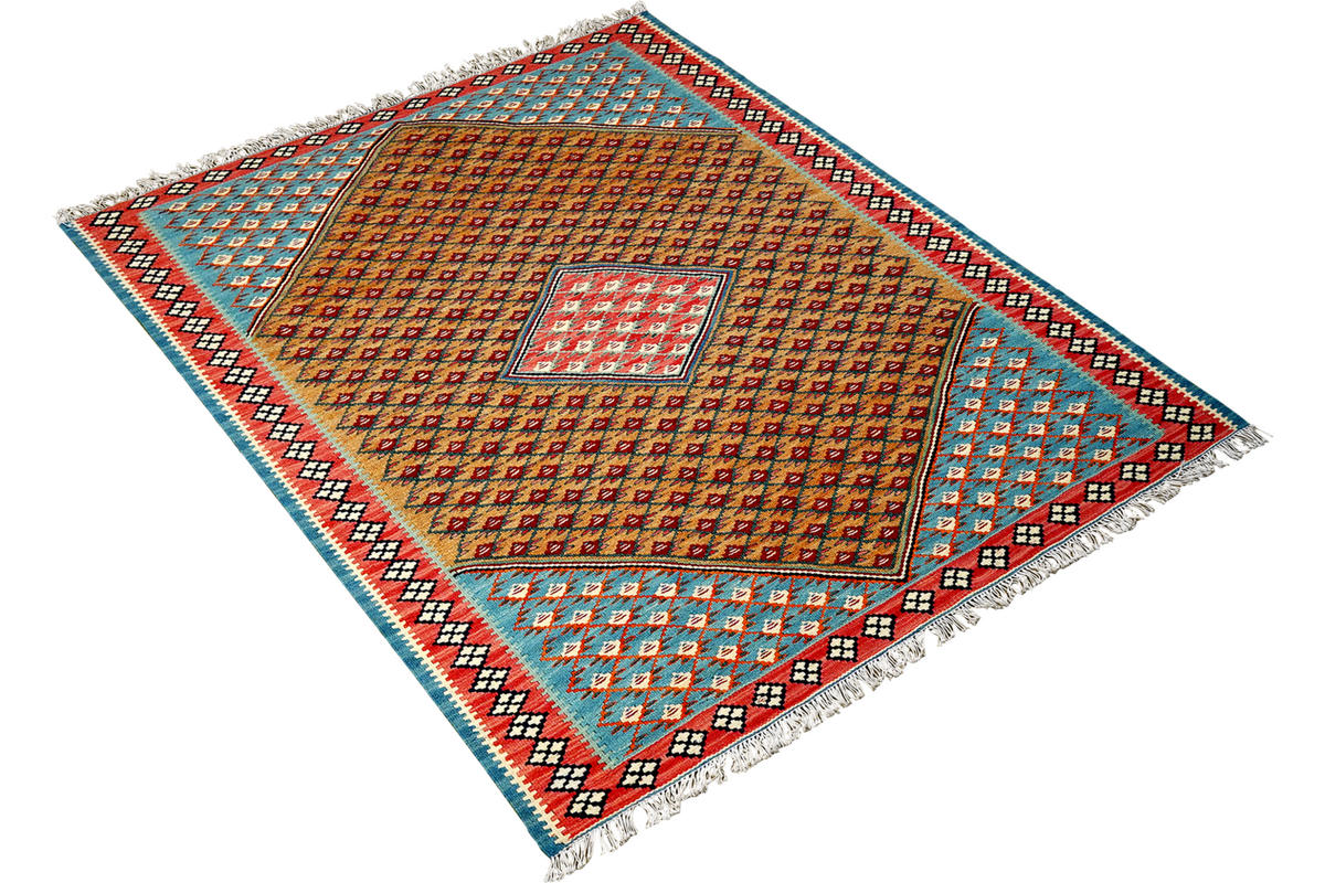HANDWEBTEPPICH Kelim Senneh Braun 157/100 cm Schurwolle - Braun, Textil (100/157cm) - Looma