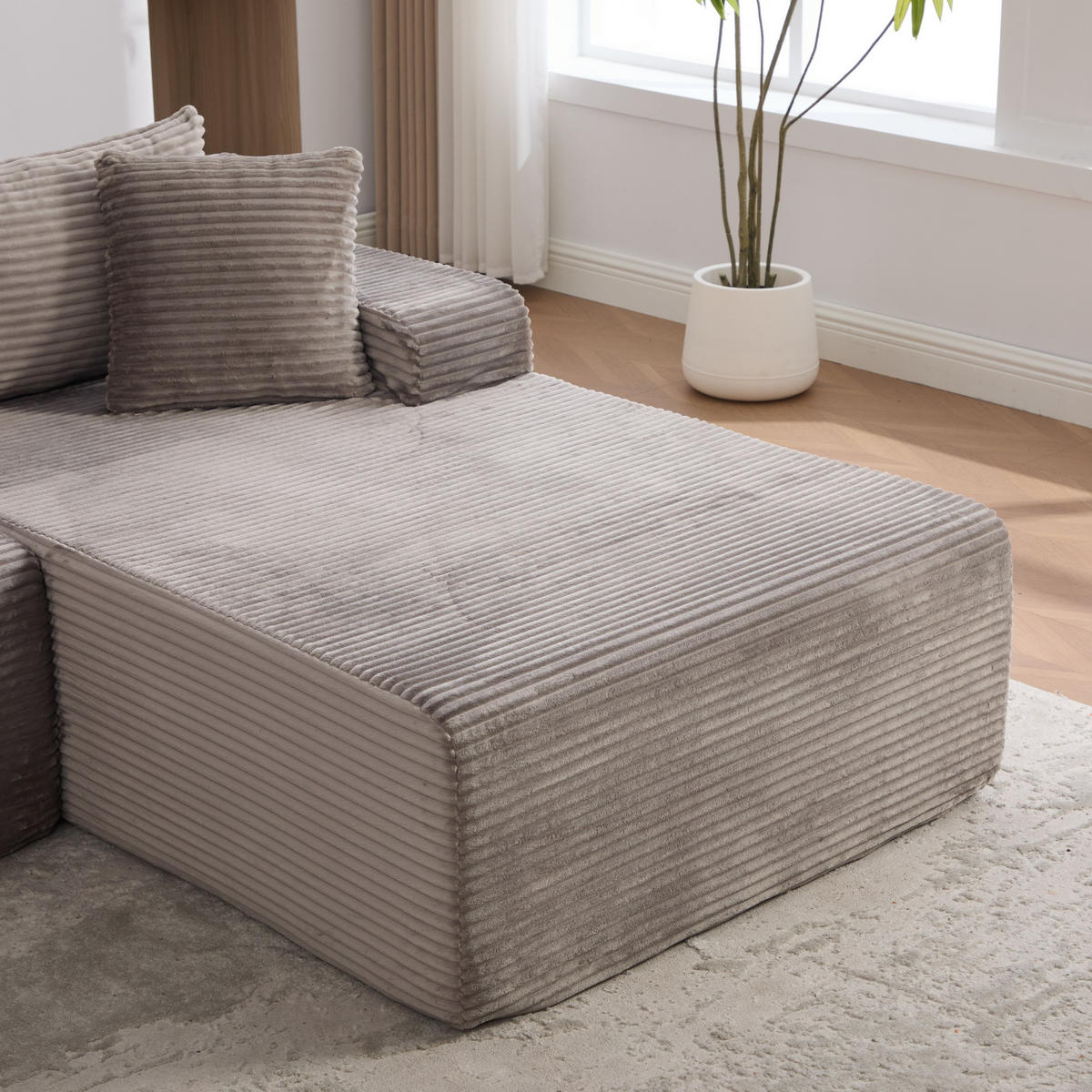 ECKSOFA 272/174/74.5 cm Grau mit rutschfestem Boden - Grau, Textil (174/74.5/272cm) - Oxeza
