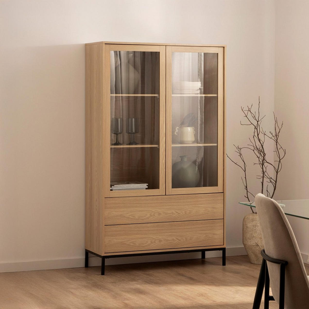 VITRINENSCHRANK DOPPELTER Remi Natürlich 100 cm x 170 cm - Naturfarben, Holzwerkstoff (100/170/40cm)