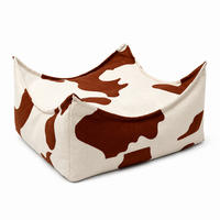 KINDER Sitzpouf Kuhmuster quadratisch – weiches Bodenkissen fürs Kinderzimmer - Creme/Braun, Textil (60/35/60cm) - Bees & Blooms