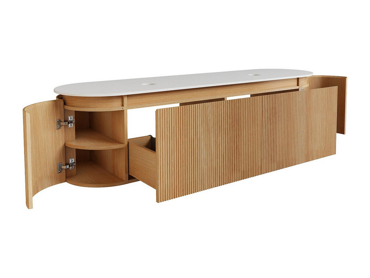 WASCHBECKENUNTERSCHRANK - 180 cmcm x 50 cmcm - Holz, Platte - Naturfarben Hell - LILIKO - Naturfarben, Holz (180/46/50cm) - Vente-Unique