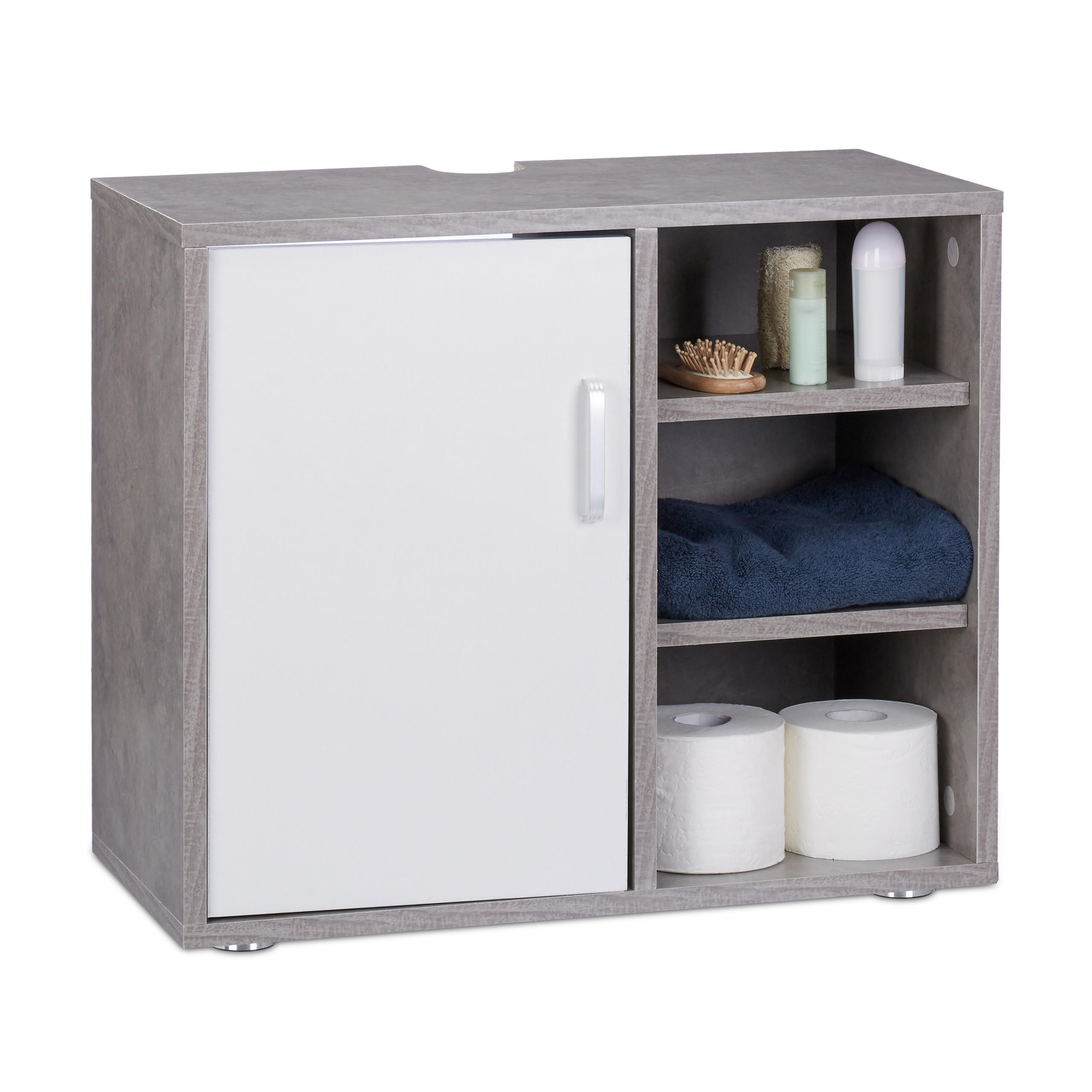 WASCHBECKENUNTERSCHRANK - Grau, Holzwerkstoff/Kunststoff (60/51/32cm) - Relaxdays