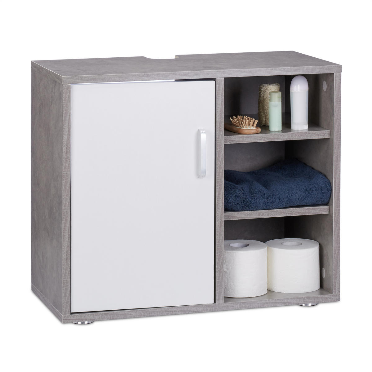 WASCHBECKENUNTERSCHRANK - Grau, Holzwerkstoff/Kunststoff (60/51/32cm) - Relaxdays