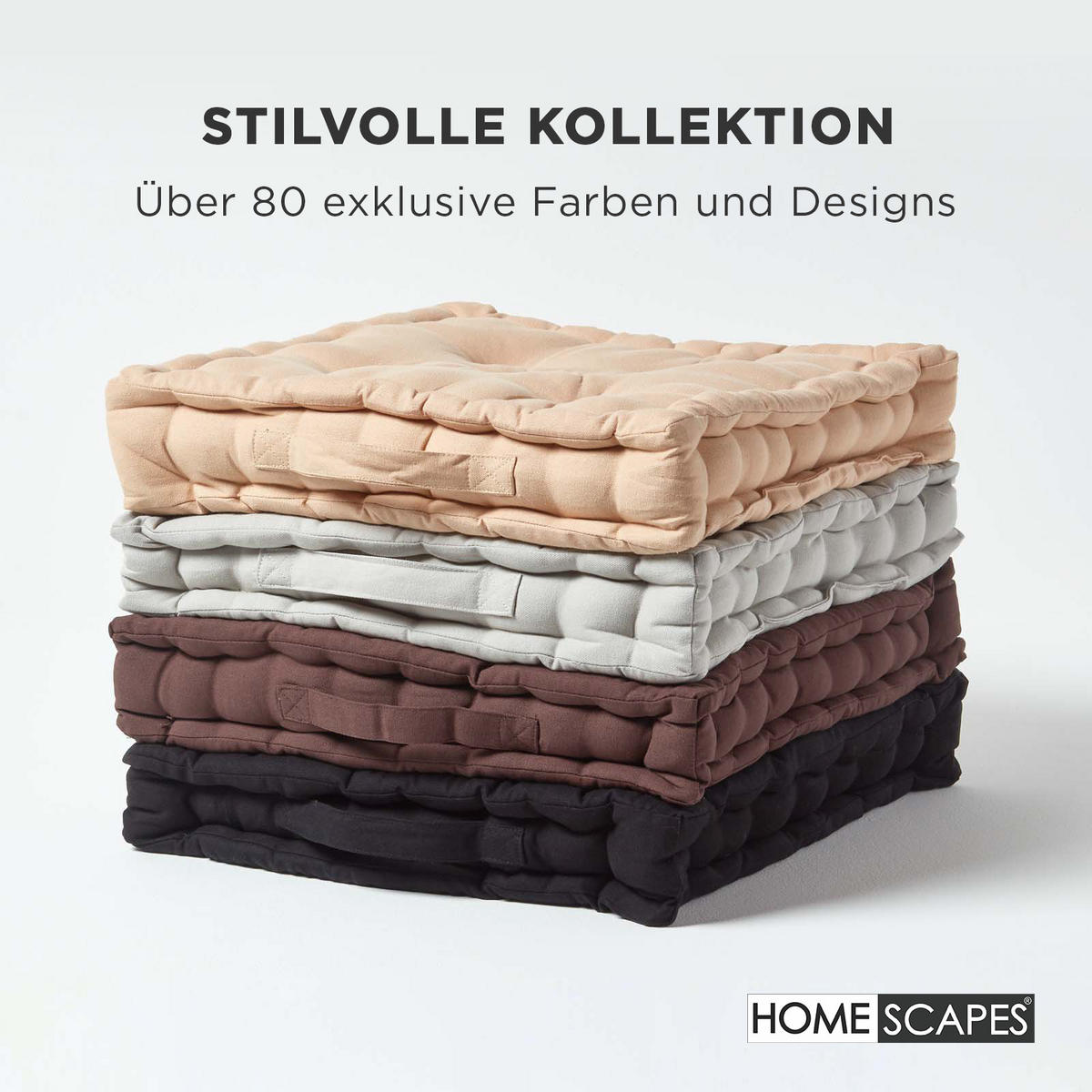 SITZKISSEN braun 50/50/10 cm – Bodenkissen unifarben - Braun, Textil (50/50/10cm) - Homescapes