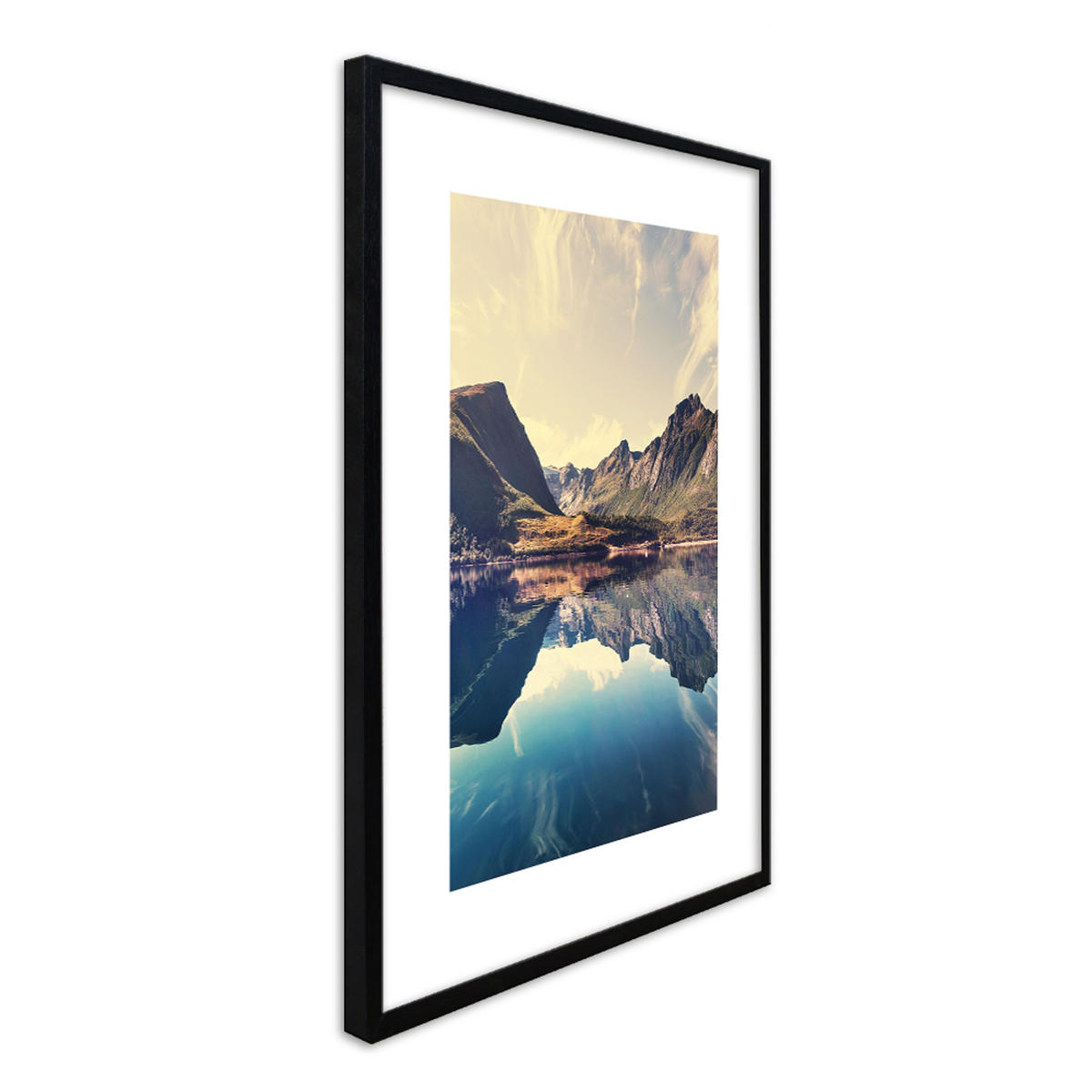 BILD mit Rahmen 2er Set 51x71 cm Spruch: Reisen Berge - Blau, Holz (51/71cm) - artissimo