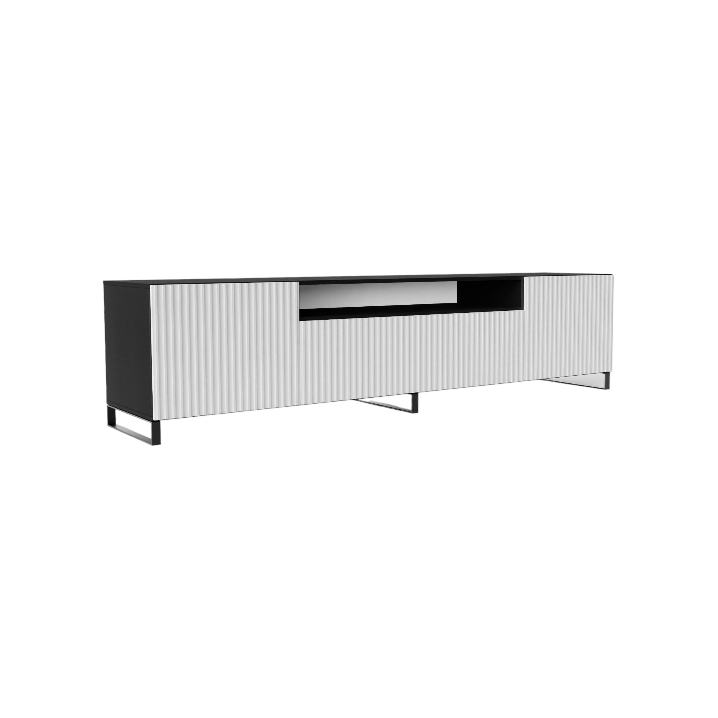 TV-SCHRANK Noe III 200 cm, dreitürig, schwarz, weiß - Schwarz/Weiß, Kunststoff (200/53/41cm) - Margaret Hadas24