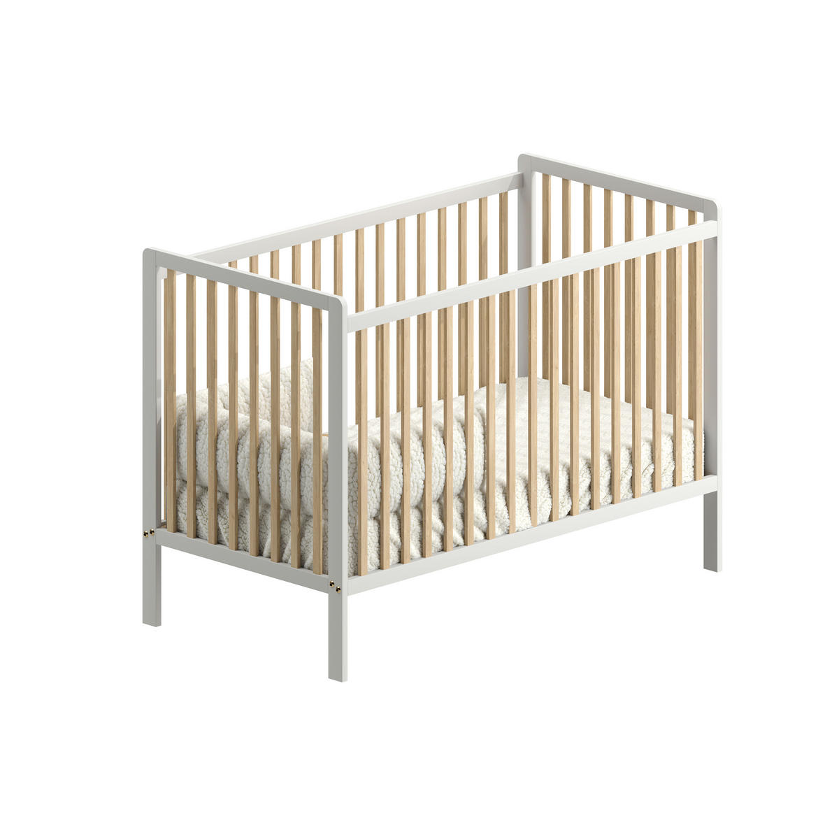 BABYBETT Skäli mit Matratze - Weiß, Holz - kiki design