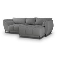 ECKSOFA VESTANO R-S Grau Boucle-Stoff mit Schlaffunktion - Grau, Holz (287/182cm) - MASSENO