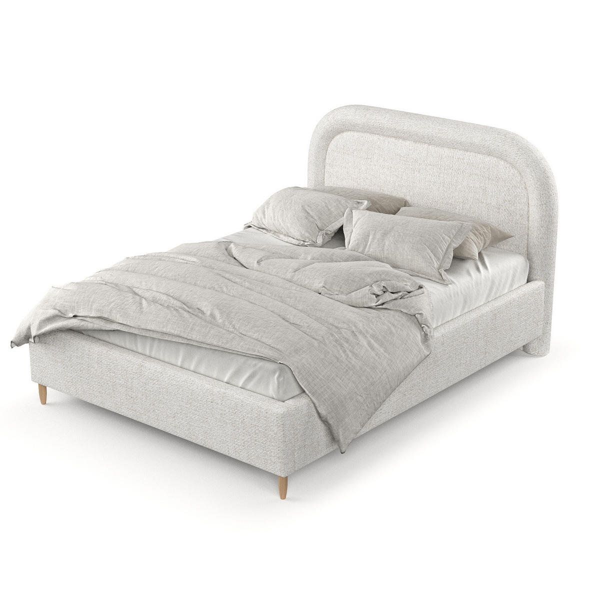 POLSTERBETT Zoya 140/200 cm Creme im Neve Stoff - Creme/Naturfarben, Holz/Holzwerkstoff (140/200cm) - AltaBeds